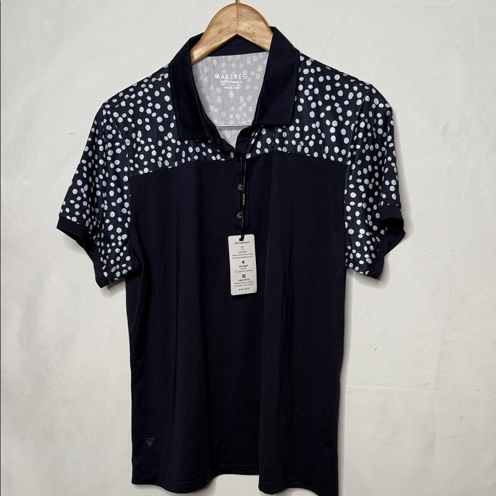NWT MAELREG quarter button down polo golf stretchy UPF 30+ top sz XL